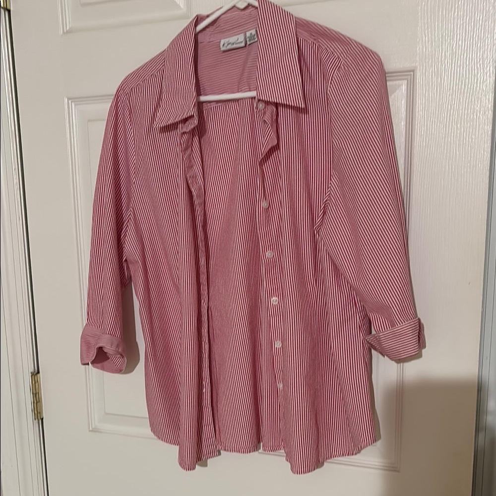 Kim Rogers Red and White Striped Shirt